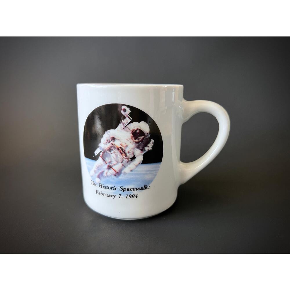 Vintage NASA Space Shuttle Coffee Mug – 1984 Astronaut Spacewalk Cup, Retro 80s